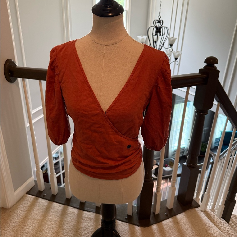 Abercrombie & Fitch Rust Wrap Blouse